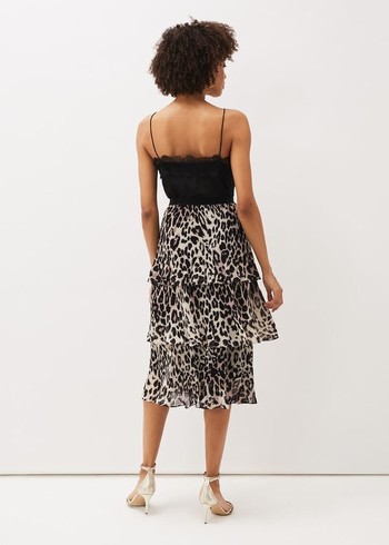 Phase Eight Chelsie Leopard Tiered Skirts Multicolor Canada | PAHBYR-491